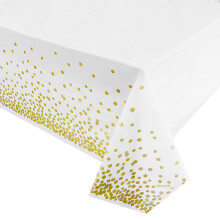 Paquete múltiple de manteles de plástico blancos y dorados, ideales para decoraciones de fiestas, manteles desechables impermeables de alta
