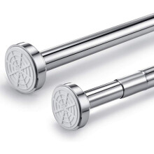 Rust-Resistance Shower Curtain Rod, Spring-Loaded, Adjustable Length, Polished Stainless Steel, Non-Slip, Easy Installation, Patented Mounting System,