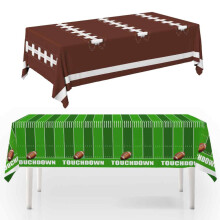 Tischdecken mit Touchdown-Motiv für die Spieltagsdekoration, Einweg-Plastiktischdecken mit Footballfeld-Design für Partys mit Football-Motto,