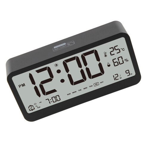 User Friendly Silents Alarm Clock with Night Activation-Black