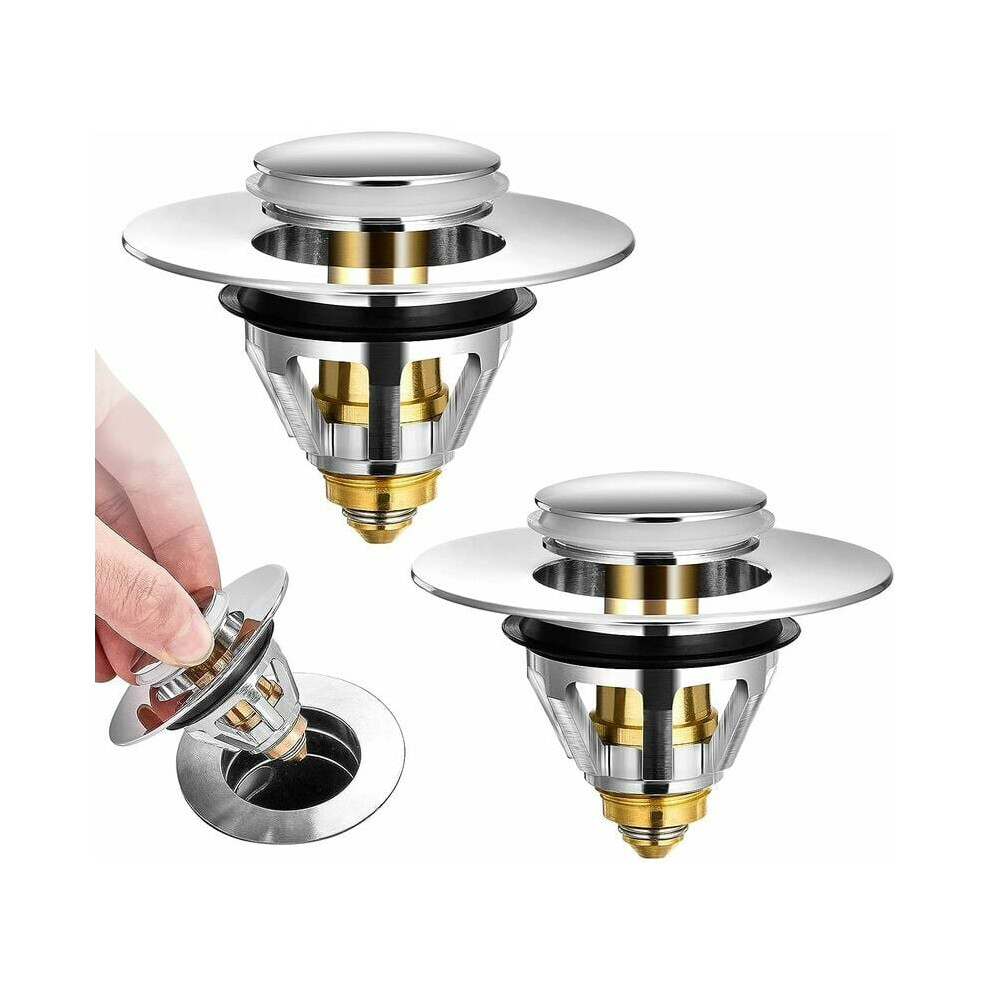 Bullet Core Push Type Bathroom Sink Stopper, Stainless Steel Bounce Drain Filter, Wide Use In Bathroom Sinks And Bathtubs, 2Pcs 9061222031020