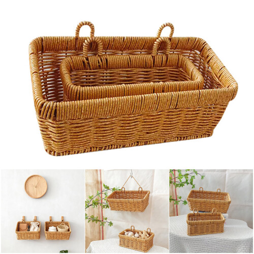 Space Saving Wall Hanging Organizer Basket Woven Designs Plastic 1