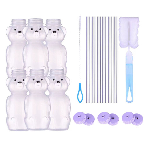 14Pcs 230ml Kids Friendly Bear Drink Containers Secure-Purple