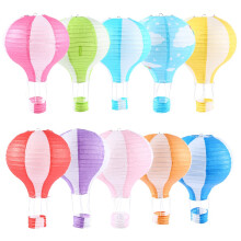 Feestdecoratie, hangende ornamenten, verjaardags- en babyshowerdecoratie met papieren lantaarns in de vorm van heteluchtballonnen, geschikt voor