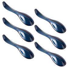 Pack of 6 Ceramic Soup Spoons With Unique Glazes Art and-B