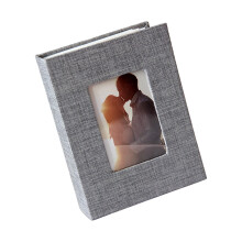 Linen Cover Mini Photo Book, Photo Album 4x6-Gray 6 inches 100