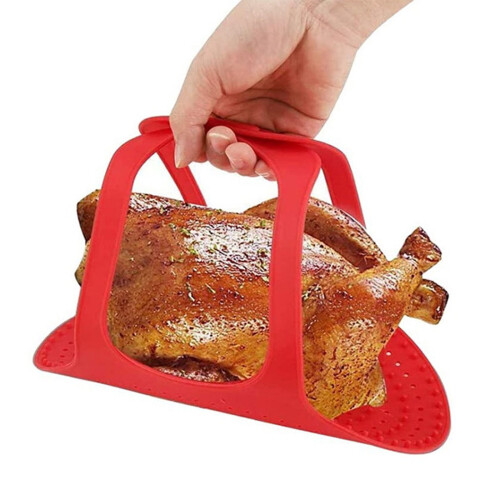 Turkey Lifter Safe Silicone Trivet with Locking Handle-Black 2