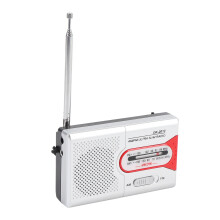 Silber/Rot Tragbares Radio AM FM Batteriebetrieben mit Lautsprecher & Kopfhöreranschluss