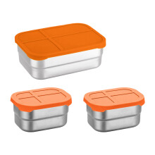 Set Of 3 Nonrust Steel Meal Preps Container 1 Large 2-Orange