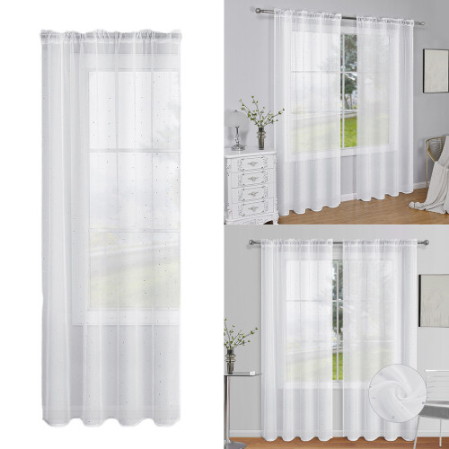 2Pieces Semi Sheer Curtains White Lights Adjusting-132x213cm 1