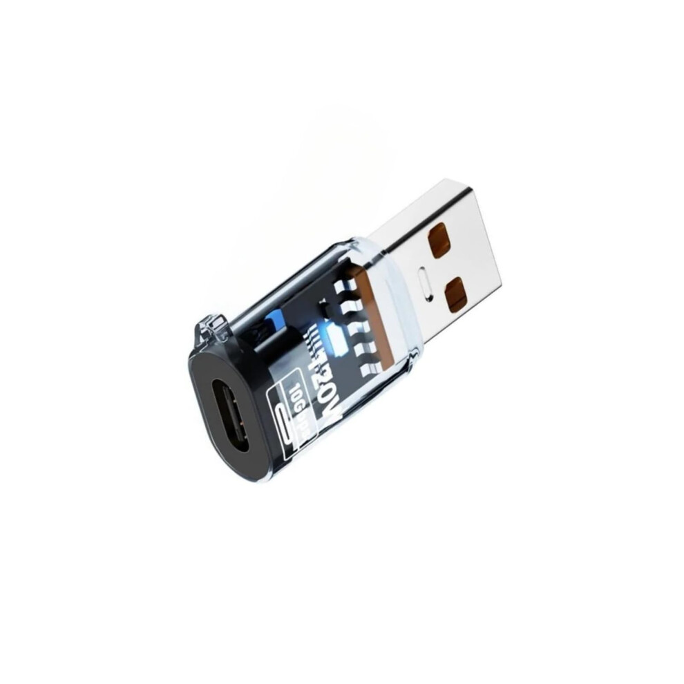 Usb To Type C Adapter 120W Fast Charging 10Gbps Data Transfer Transparent Usb A To Usb C Converter Blue 9323874254050