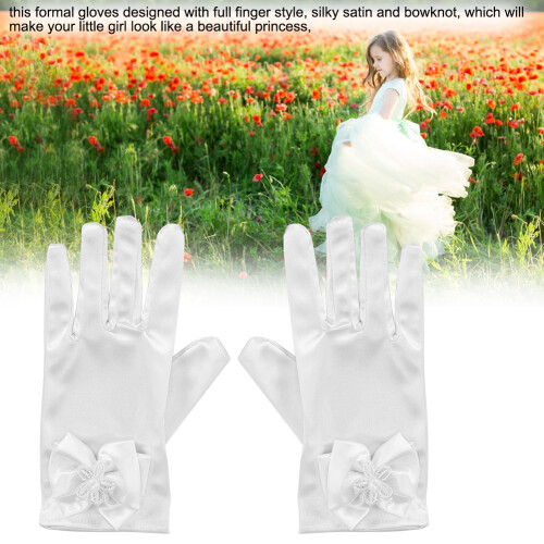 Σατέν γάντια γάντια για κορίτσια λουλουδιών, γάντια πριγκίπισσας για επίσημα 2
