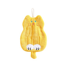 Cute Cats Coral Velvets Hand Towel for Quick Drying,-Yellow