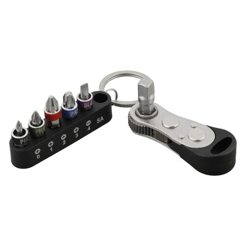 Ratchet Screwdriver With Multiple Bit Set Heavy Duty-Black