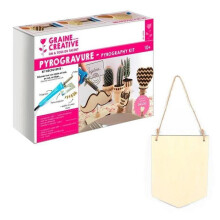 Pyrography kit + wooden banner suspension
