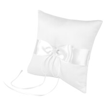 Wedding Ring Bearer Pillow, Simulation Pearl Embellishment Satin Pillow with Elegant Bowknot Design, Multi Use Wedding Ceremony Decoration and Photo B