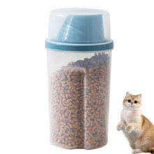 Dry Dog Food Dispenser Blue Airtight Pet Food Storage Container Sealed Organizer