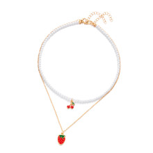 Colliers élégants en perles de fraise, bijoux au-Collier blanc