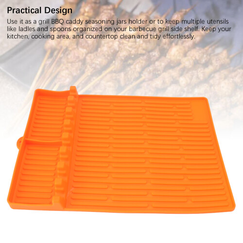 Silikon Grillmatte hitzebeständig Spatel-Seitenregal-Pad Orange 366g 2