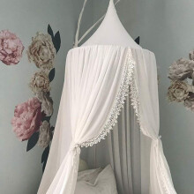 Bed Canopy Round Dome Mosquito Net White Chiffon Kids Reading Room Nursery Decor Bedroom Decor