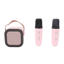 Tragbare pinke Bluetooth-Karaokemaschine mit Dual-Mikrofonen & Licht