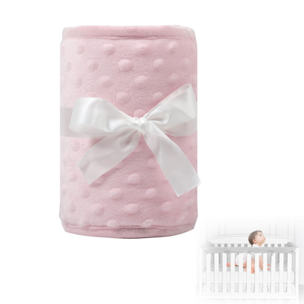 Cot Bed Bumpers 3Piece Rail Cover Set For Standard Cribs, Toddler Bed Guard, Teething Guard Wrap, Pink