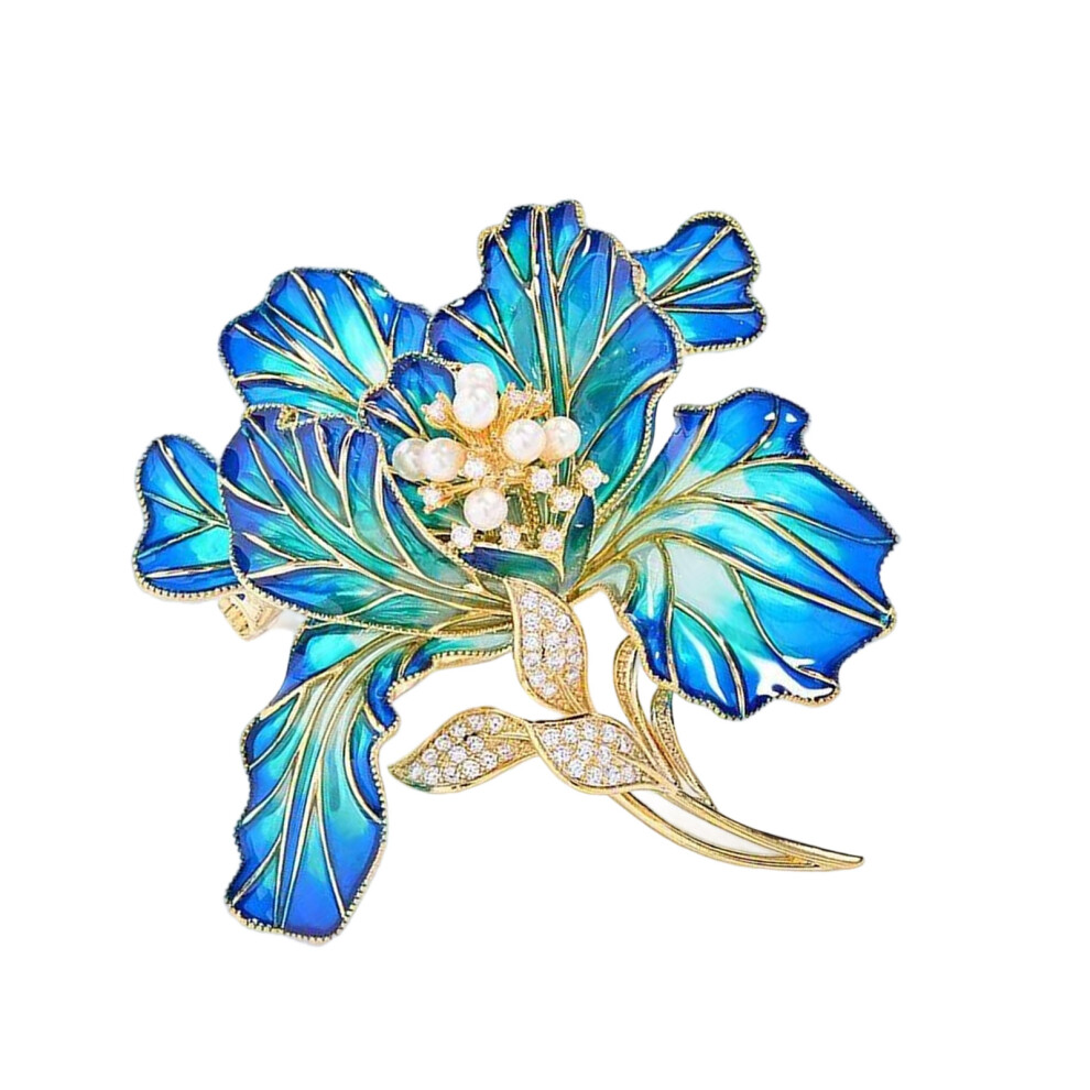 Blue Versatile Floral Shaped Brooch Pin Stylish Peony Charm