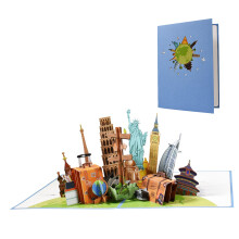 Pop-Up Karte Reise, 3D Grußkarte zum Urlaub, für Urlaub oder Flugreise, Gutschein für Flugticket, Geldgeschenk, Geschenkidee und Geschenk für