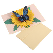 Pop-up-Karte mit Schmetterling und Sonnenblume, blaue 3D-Schmetterlingsgrußkarte, Muttertags-, Geburtstags-, Jahrestags- und Valentinstagskarte für