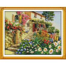 Kit de Bordado para Paisagem Vibrante, Kit de Ponto Cruz com Instruções Detalhadas para Projetos Criativos de Decoração de Casa (19,69"x15,75",