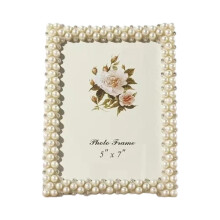 Special Moments Capture Pearl Decorated Crystal Inlaid Photo Frames, 10", Silver, Clear View Preservation, Easy Installation, Ideal For Romantic Home
