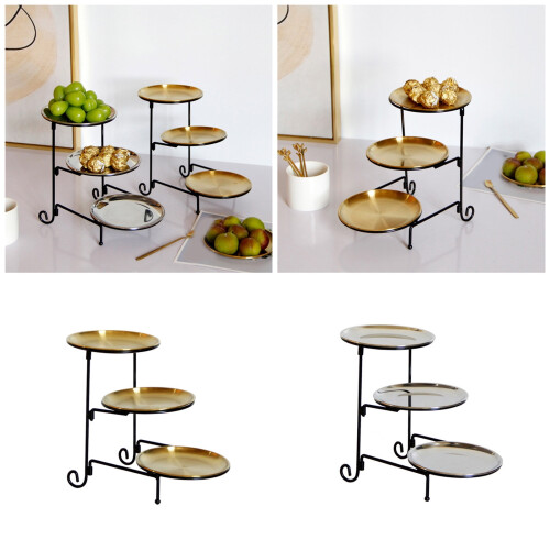 Three Layer Serving Tray for Snacks and Appetizers Elegant-gold 2