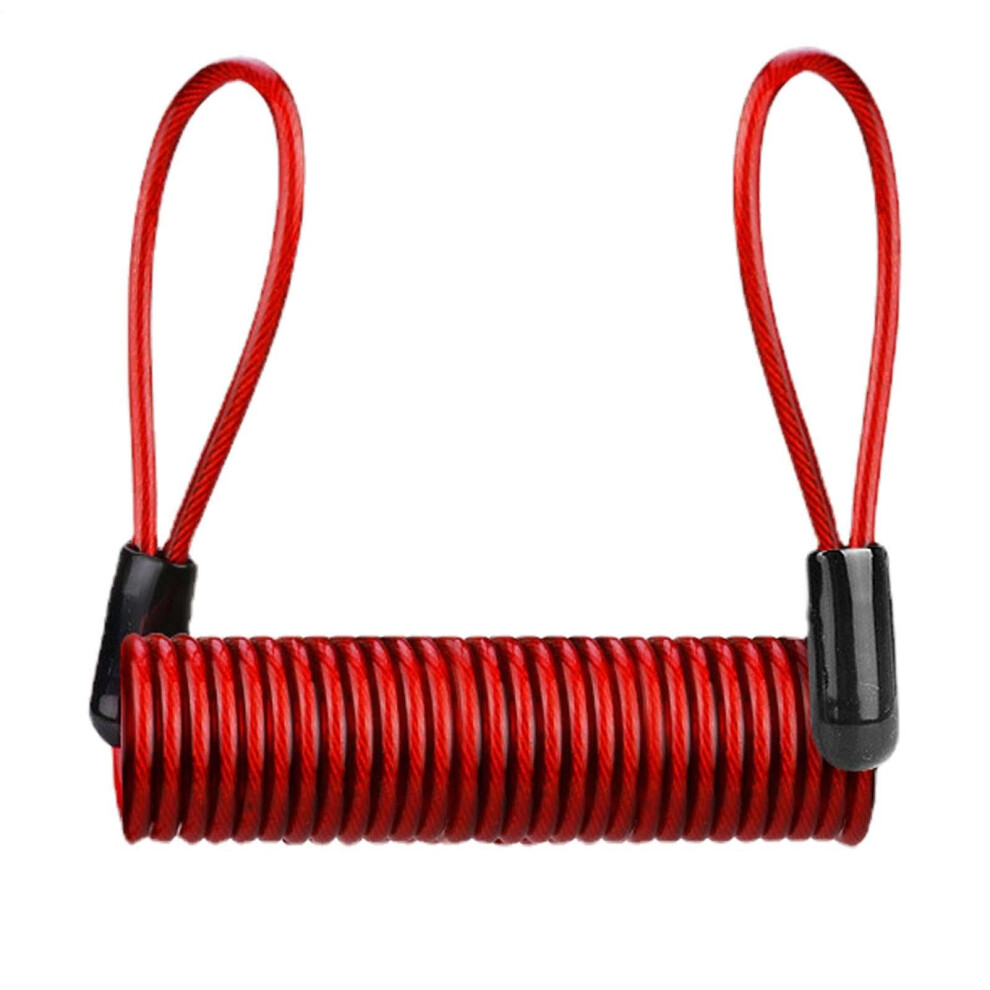 Lock Reminder Cable For Motorcycle Disc Locks Steel Structure Antitheft Coil Reminder Cord For Helmets And Baggage Red 9067246111144