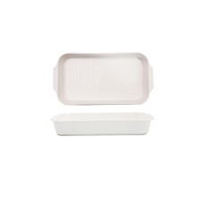Ceramic Oven Baking Dishes 2Piece Set Porcelain Rectangular Bakeware With Double Handles Oven Safe