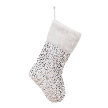 Sequin Christmas Stockings Hanging Bags 18" for-Silver