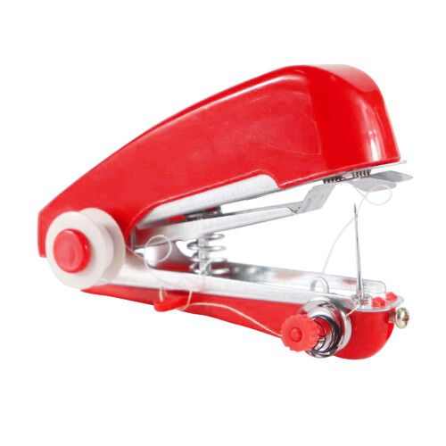 Small Manual Handheld Sewing Machine Light Weight Portable-Red