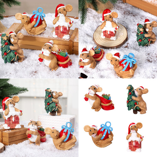 Meticulously Mouse Christmas Resin Mouse-tree hugging mouse 2