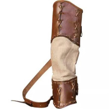 Archery Quiver Leather Back Arrow Holder Bag Holster With Shoulder Belt Brown For Practicing Outdoor Archery