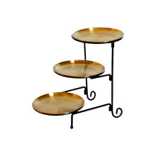 Présentoir à gâteaux élégant à 3 niveaux, pour desserts et-or