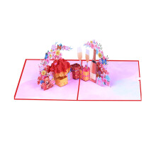 Wine Glass Flower 3D Card Greeting Card with Envelope Foldable