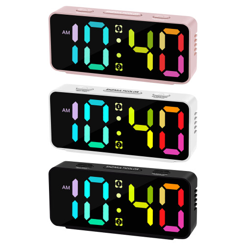 Small Digital Alarm Clock With Adjustable Brightness And-Pink 2