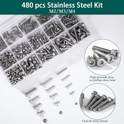Corrosion Resistant Screws, High-Quality Materials Assortment Kit for Easy to Use Projects (Hex Socket Head Cap Screws) 2