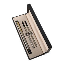 Metal Ballpoint Pen with 2 Refills 0.5mm-Steel colored gold c