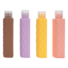 4-in-1 auslaufsichere Silikon-Reisetankelset – Braune Serie, Breitöffnung