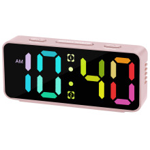 Small Digital Alarm Clock With Adjustable Brightness And-Pink