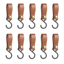 10 Pieces S Hooks with PU Leather Strap-Earthy yellow