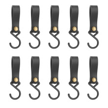 10Pcs Multifunctional S Shaped Hooks with PU Leather-Black