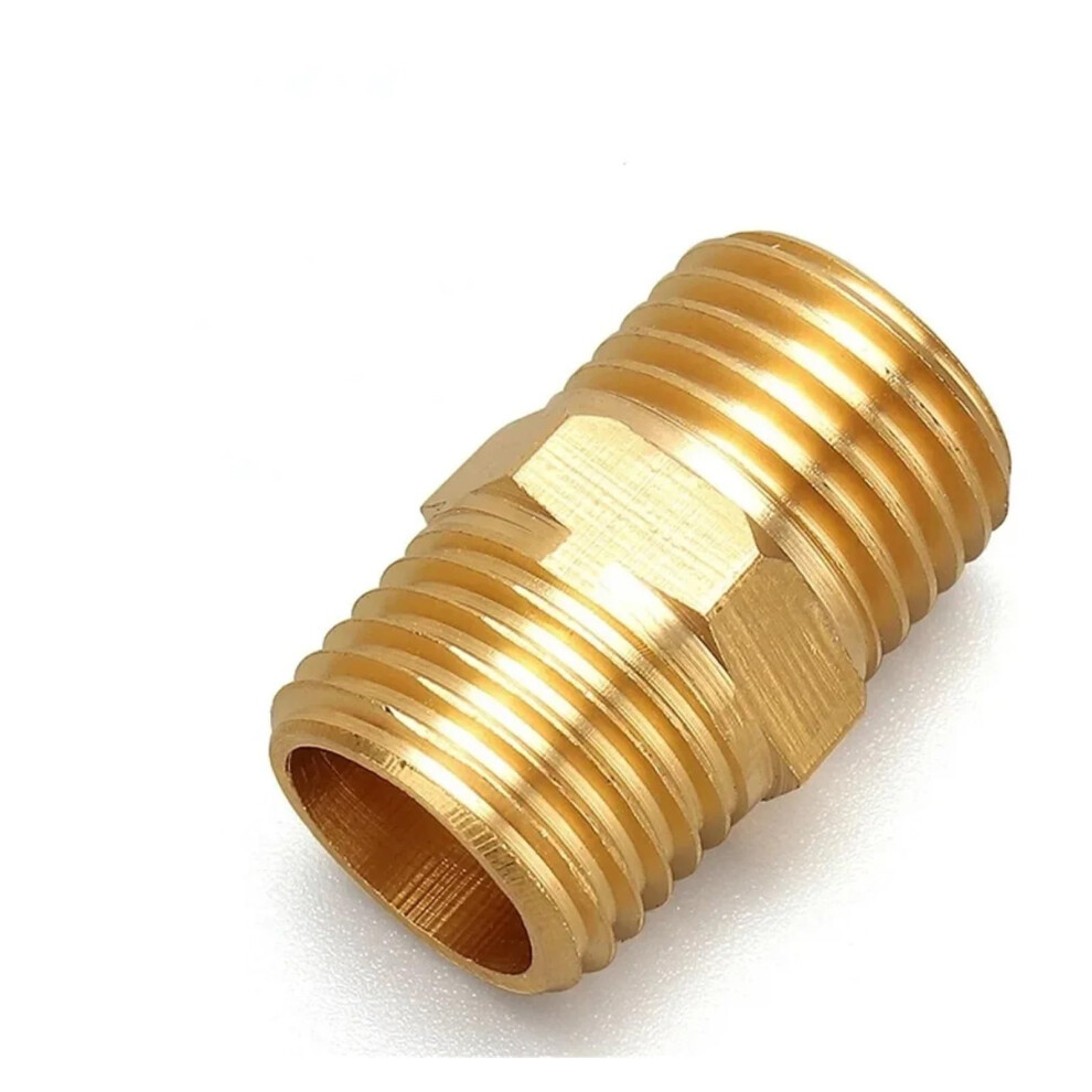 1Pc 1/4 Bspt To 1/4 Bspt Male Hex Nipple Reducer Brass Pipe Fitting Connector, Brass Threaded Plumbing Adapter 9323874256290