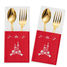 Kerstthema-patronen voor tafelgerei, herbruikbare bestekhouders van non-woven stof, schattige bestekorganizer in verschillende vormen,