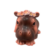 Statue de bébé hippopotame en résine, ornement mignon,-Étendu
